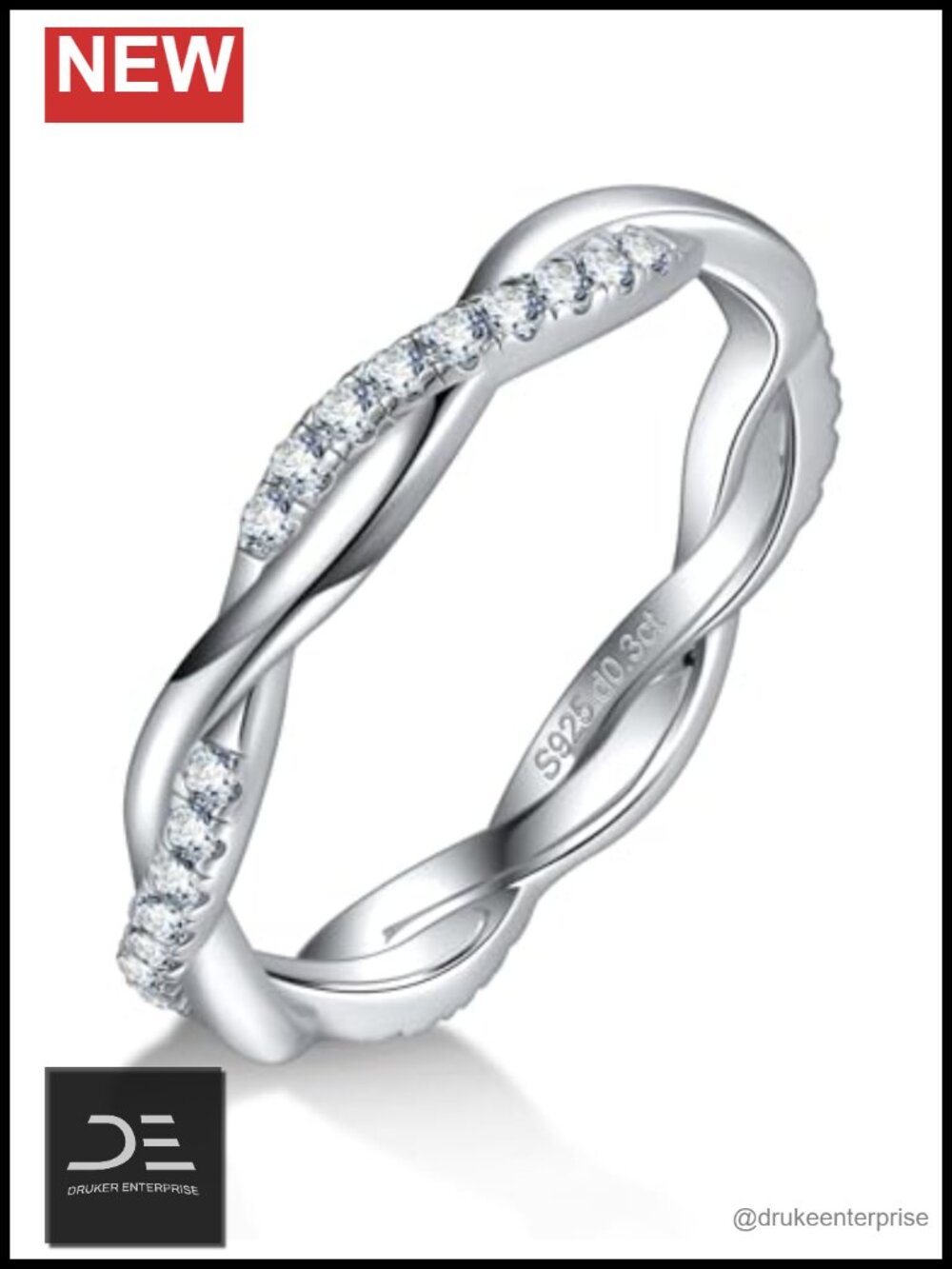Moissanite Wedding Band 925 Sterling Silver Stackable Ring